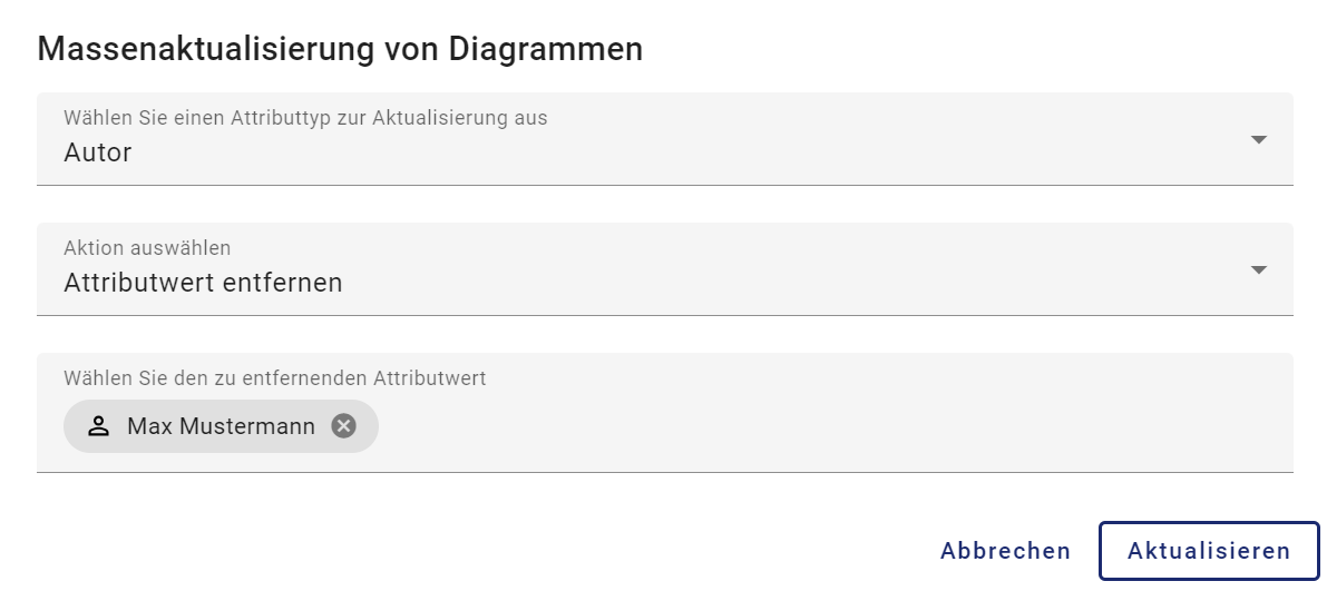 Der Screenshot zeigt das Dialogfenster zum Entfernen eines Attributwerts für die Massenbearbeitung.