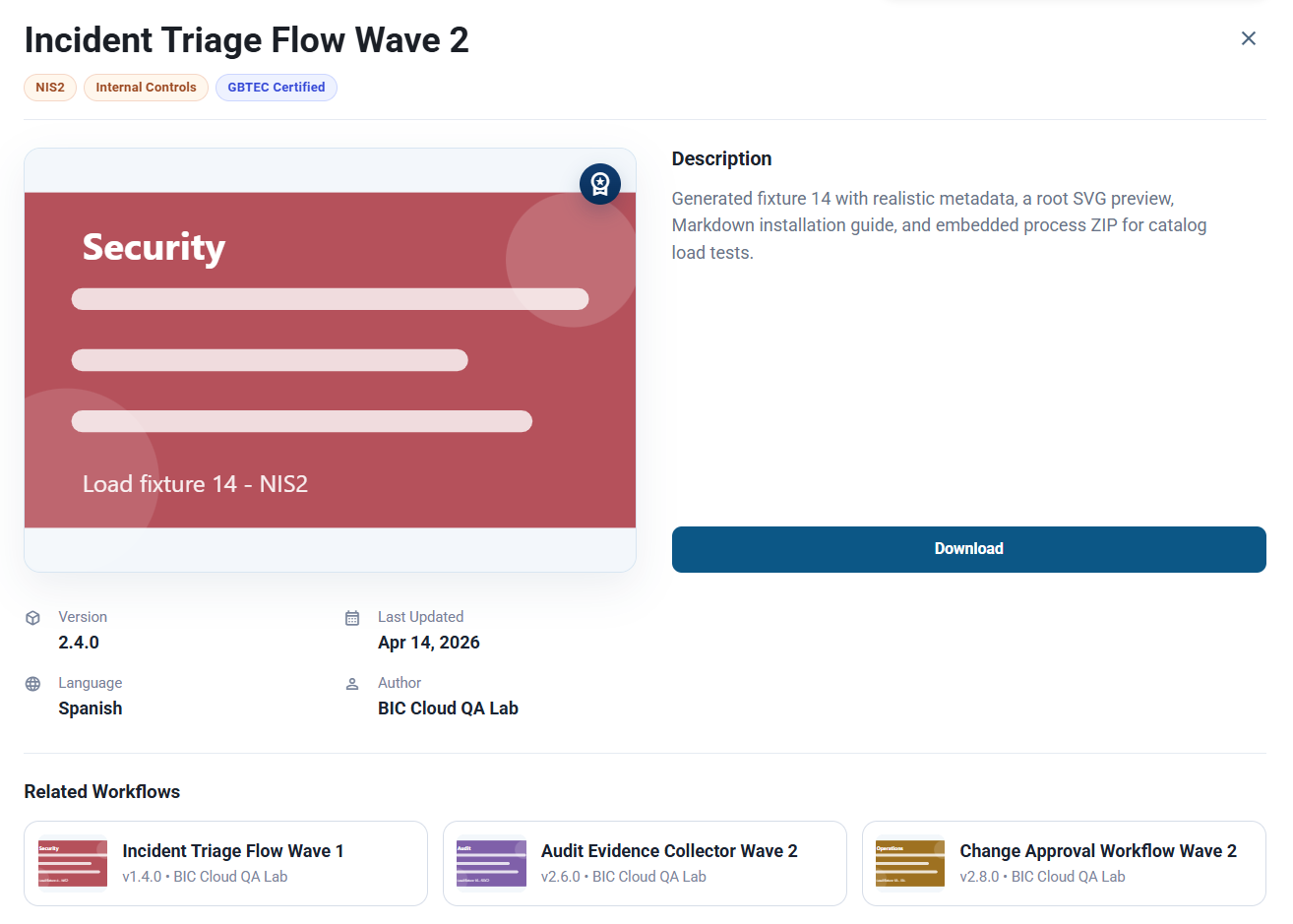 Der Screenshot zeigt die Detailansicht eines Inhalts im GBTEC Marketplace.