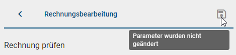 Der Screenshot zeigt den Tooltip, der den Benutzer darüber informiert, dass keine weiteren Parameter geändert wurden.