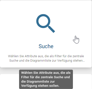 Der Screenshot zeigt die Kachel "Suche" in der Administration.