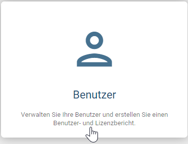 Der Screenshot zeigt die Kachel "Benutzer" in der Administration.