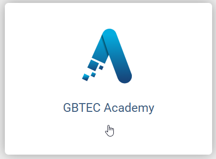 Der Screenshot zeigt die Kachel "GBTEC Academy" im Menüeintrag "Hilfe".