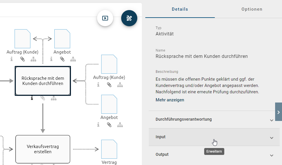 Hier werden die Attribute in den Details einer Aktivität gezeigt.