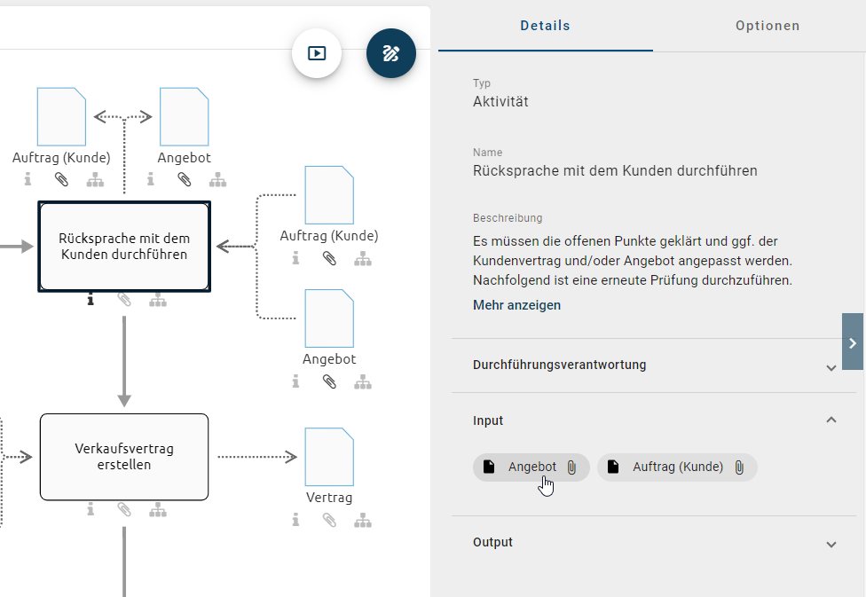 Hier wird der Steckbrief in den Details einer Aktivität angezeigt.