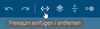 Der Screenshot zeigt die Schaltfläche "Freiraum einfügen/entfernen" in der Menüleiste der Modellierung.