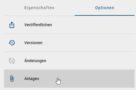 Der Screenshot zeigt die Option "Anlagen".