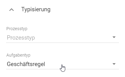 Hier wird die Option "Geschäftsregel" im Dropdownmenü des Attributs "Aufgabentyp" angezeigt.