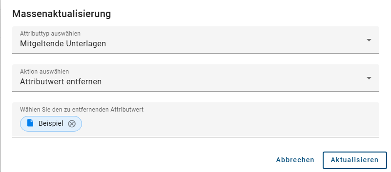 Der Screenshot zeigt die Möglichkeit einen Attributwert zu entfernen.