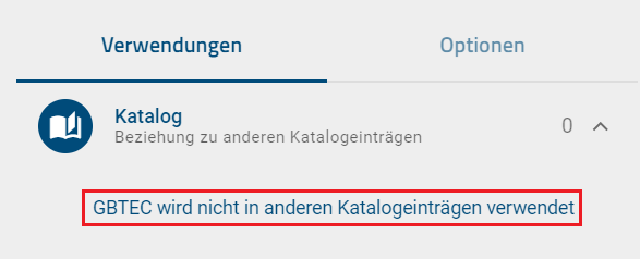 Der Screenshot zeigt den Informationstext, wenn die Facette "Katalog" keine Einträge hat.