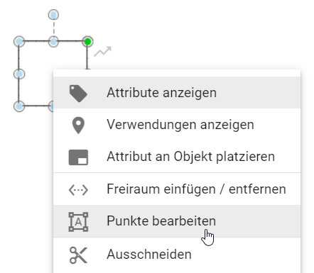 Hier wird die Schaltfläche "Punkte bearbeiten" im Kontextmenü eines Symbols angezeigt.