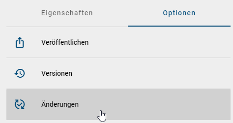 Hier wird das Auswählen der Option "Änderungen" gezeigt.