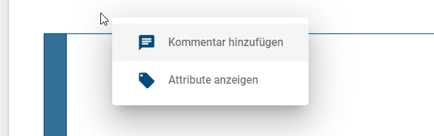 Hier wird das Öffnen des Kontextmenüs in einer freien Fläche des Diagramms gezeigt. Das Kontextmenü zeigt den Eintrag "Kommentar hinzufügen".