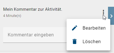 Hier ist ein Objektkommentar mit den Optionen "Bearbeiten" und "Löschen" im Kontextmenü abgebildet.