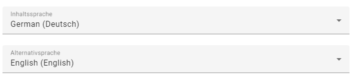 Hier werden die aktuelle Inhalts- und Alternativsprache im Profil angezeigt.