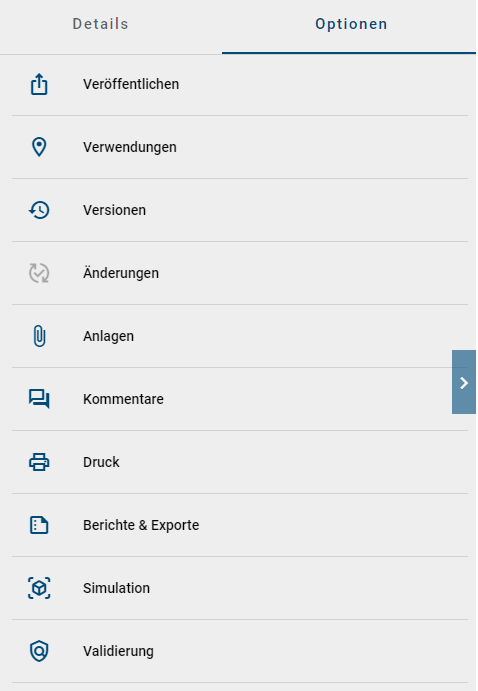 Hier werden die Optionen in der Diagrammansicht gezeigt.