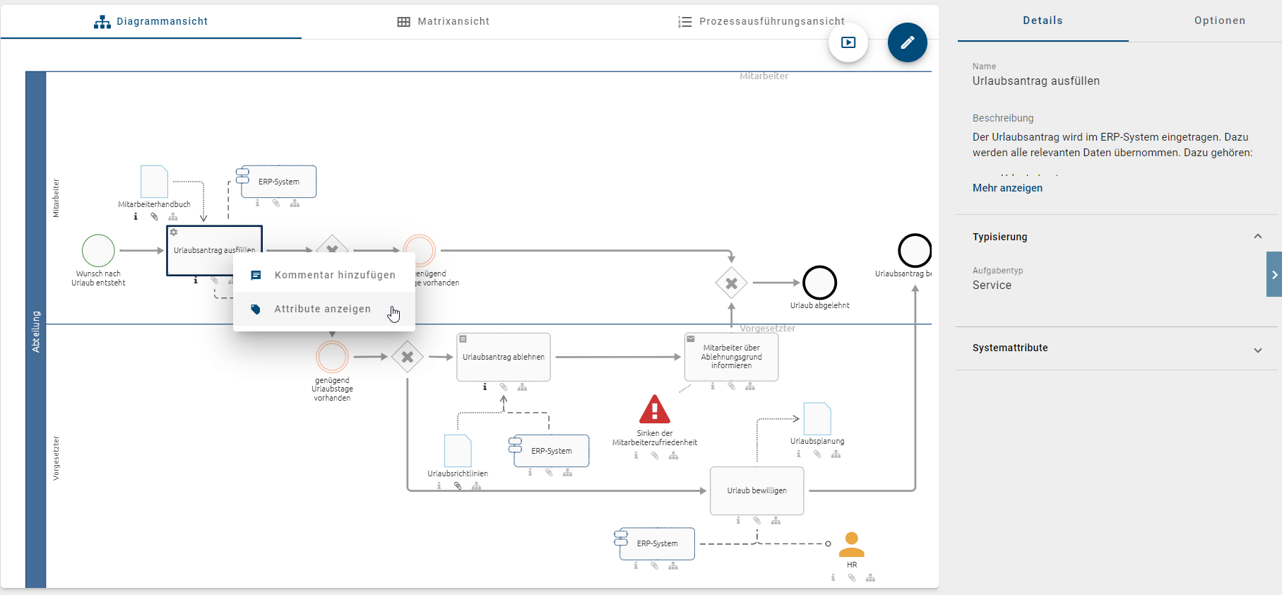 Der Screenshot zeigt die Eigenschaften eines Symbols in der Diagrammansicht.