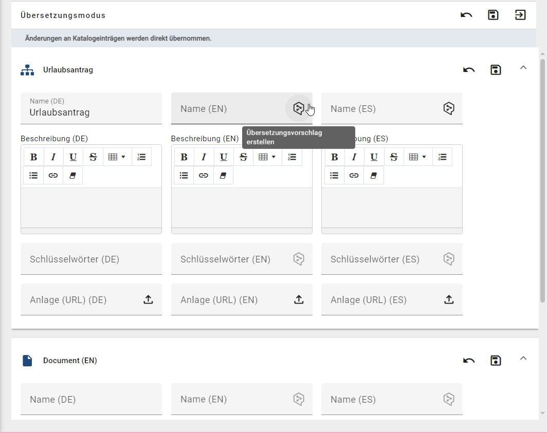 Der Screenshot zeigt die Liste aller Diagrammattribute, welche für eine Übersetzung zulässig sind.