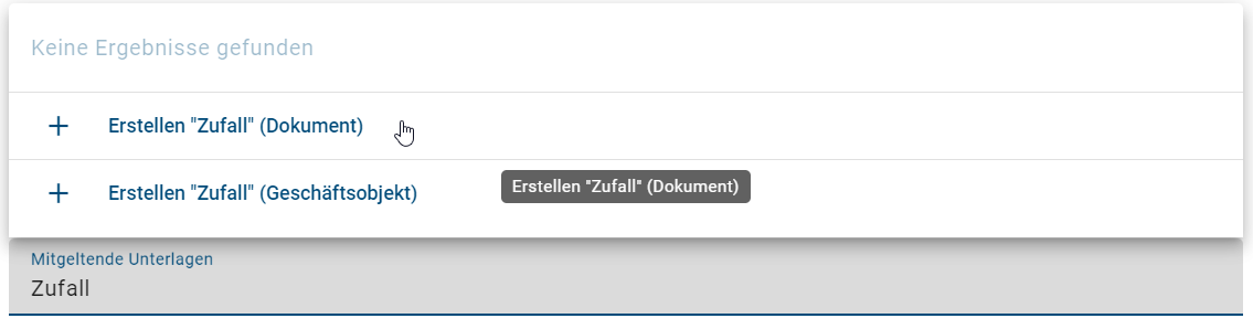 Der Screenshot zeigt das die verschiedenen Optionen zur Anlage von neuen Entitäten.