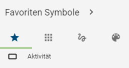 Der Screenshot zeigt den Reiter "Favoriten Symbole" in Form eines Sterns in der Symbolleiste.