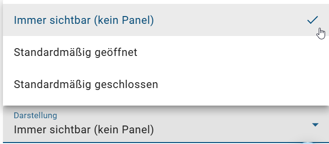 Der Screenshot zeigt, wie die Sichtbarkeit eines Abschnitts im Formular-Editor konfiguriert werden kann.