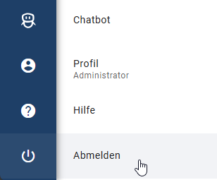 Hier sehen Sie die "Abmelde-Option" über den letzten Menüeintrag "Abmelden".