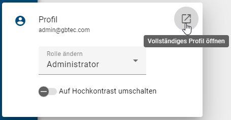 Der Screenshot zeigt den "Vollständiges Profil öffnen"-Button.