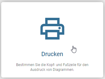 Der Screenshot zeigt die Kachel "Drucken" in der Administration.