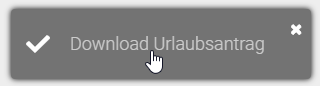 Der Screenshot zeigt eine Mitteilung, die den Nutzer über den Downloadlink informiert.