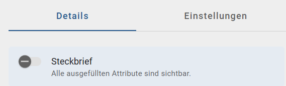 In diesem Screenshot wird gezeigt, wo die Steckbrief-Ansicht aktiviert werden kann.