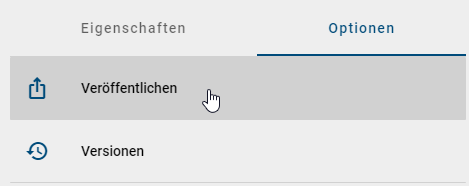 Hier ist die Option "Veröffentlichen" in den Optionen eines Diagramms dargestellt.