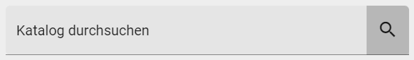 Der Screenshot zeigt das Suchfeld "Katalog durchsuchen" im Filter-Tab.