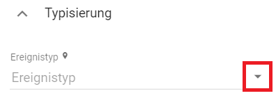 Hier wird das Dropdownmenü "Ereignistyp" aus den Attributen eines Objekts gezeigt.