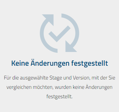Der Screenshot zeigt eine Anzeige, dass in der ausgewählten Version keine Änderungen festgestellt wurden.