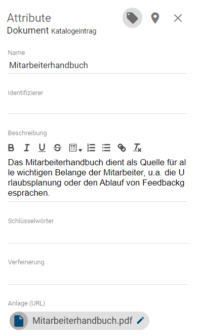 Dieser Screenshot zeigt das Auswählen eines Objekts und die Schaltfläche "Details" in der Menüleiste.