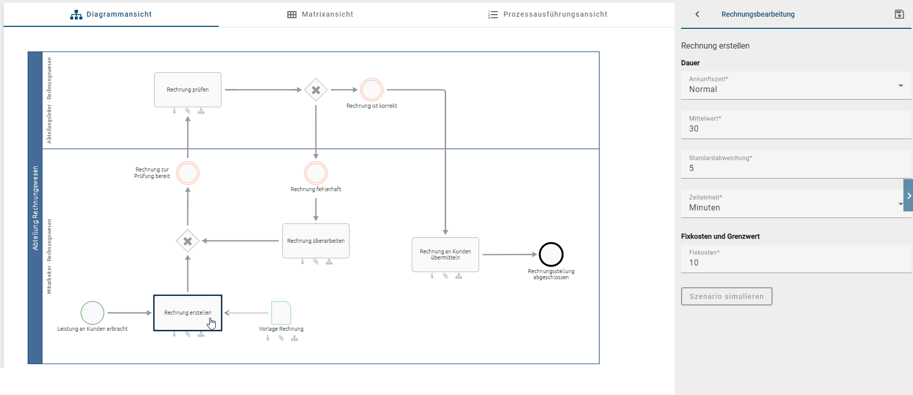 Hier wird das ausgefüllte Formular eines Prozessschrittes gezeigt.