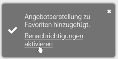 Der Screenshot zeigt eine Mittelung über das Aktivieren von Benachrichtigungen über persönliche Diagrammfavoriten, welche standardmäßig deaktiviert sind.