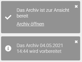 Der Screenshot die zweite Nachricht mit einem Link zum Öffnen des archivierten Diagramms.