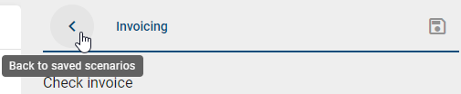The screenshot shows the button that allows you to navigate back to saved scenarios.