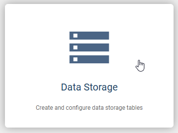 The screenshot shows the “Data Storage” tile in the administration area.