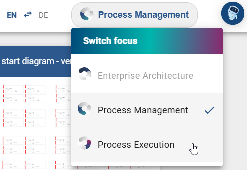 This screenshot shows the option to change the focus.