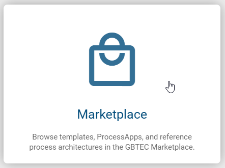 The screenshot shows the tile "Marketplace" in the administration.