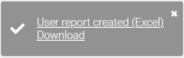 The screenshot shows a message with a download link for downloading a user report.