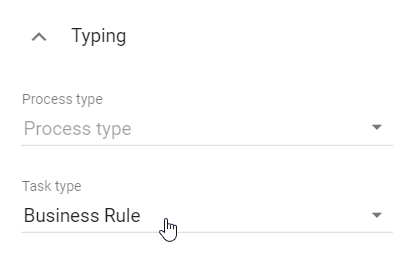 Here the option "Business Rule" is displayed within the drop-down menu of the "Task type" attribute.