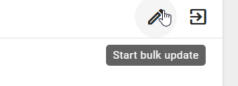 The screenshot shows the option to start the bulk update.