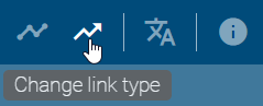 The screenshot shows the "Change link type" button in the menu bar when modeling.