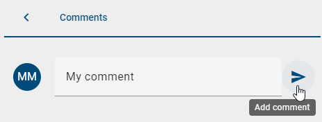 The screenshot shows the input field containing a new comment and also the button "Add comment".