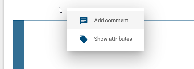 The screenshot shows the context menu of a diagram opened at free space of the diagram. There is the entry "Add comment" in the context menu.