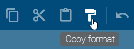 Here the "Copy format" button of the menu bar is displayed.
