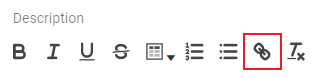 The formatting icons are displayed here where the link icon is highlighted.