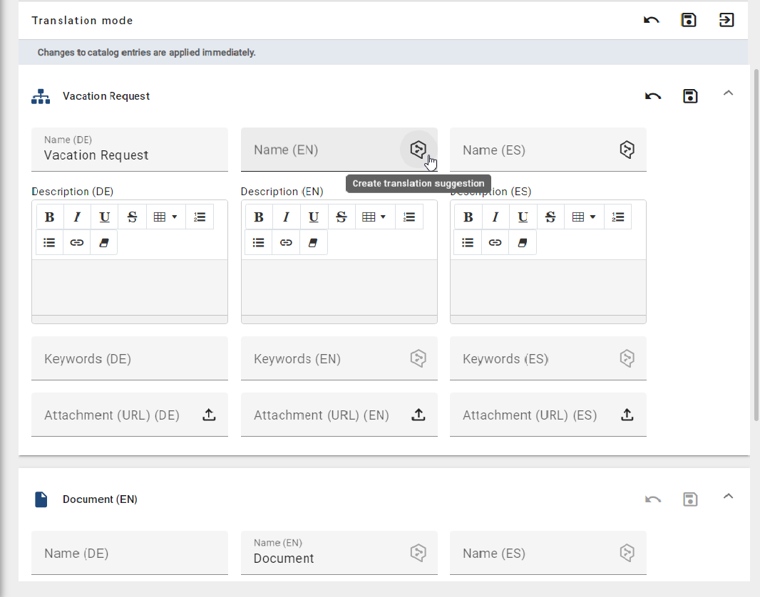 The screenshot shows the list of all diagram attributes that are permissible for translation.